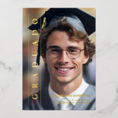 Invitation En Aluminium Simple Spanish Grey Photo Graduation Thanks (Recto)