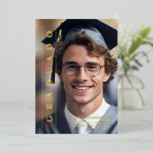 Invitation En Aluminium Simple Spanish Grey Photo Graduation Thanks (Debout devant)