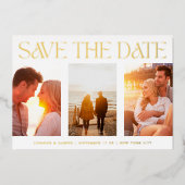 Invitation En Aluminium Simple Trois Multiphoto Enregistrer La Date VRAI (Devant)