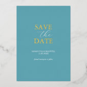 Invitation En Aluminium Simple Turquoise Bleu Enregistrer Le Mariage Date (Recto)