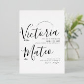 Invitation En Aluminium Simple Typographie De Mariage Noir Et Blanc Script (Debout devant)
