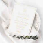 Invitation En Aluminium simple typographie or cadre mariage<br><div class="desc">conception simple avec texte personnalisé et calligraphie de feuille d'or.</div>