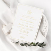 Invitation En Aluminium simple typographie or cadre mariage
