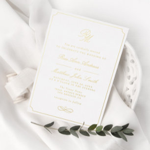 Invitation En Aluminium simple typography gold frame wedding