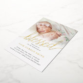 Invitation En Aluminium Simple Une Photo Béni Baptême Or (Rotation)