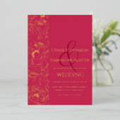 Invitation En Aluminium Simple Viva Magenta Mariage Floral (Debout devant)