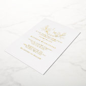 Invitation En Aluminium Simplement Elegant Foliage Blanc Mariage Or (Rotation)