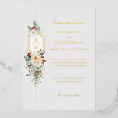 Invitation En Aluminium Simplement Élégant Monogramme Floral de Noël (Recto)