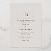 Invitation En Aluminium Simplement Elegant Taupe Foliage Mariage Or (Recto)