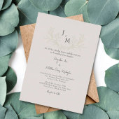 Invitation En Aluminium Simplement Elegant Taupe Foliage Mariage Or