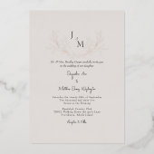 Invitation En Aluminium Simplement Elegant Taupe Foliage Mariage Rose Or (Recto)