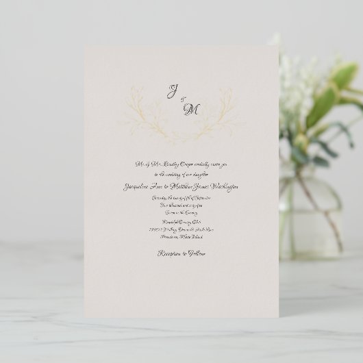 Invitation En Aluminium Simplement Elegant Taupe & Gold Foil Foliing Inv (Debout devant)