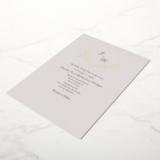 Invitation En Aluminium Simplement Elegant Taupe & Gold Foil Foliing Inv (Rotation)