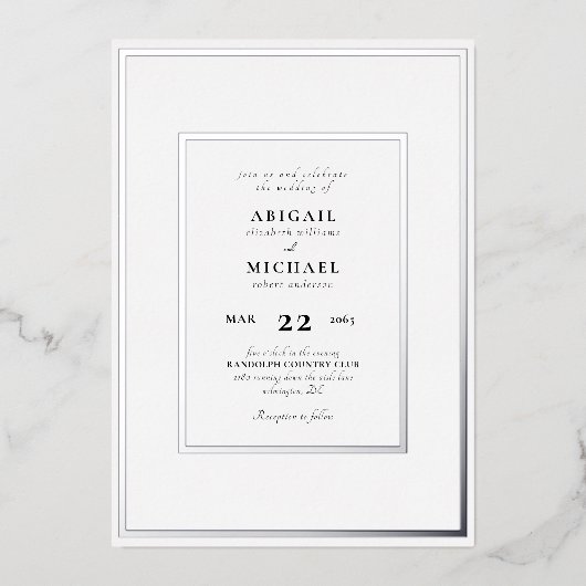 Invitation En Aluminium Simplement Mariage Divin Silver Foil (Recto)