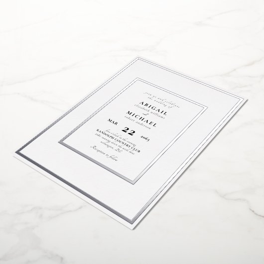 Invitation En Aluminium Simplement Mariage Divin Silver Foil (Rotation)