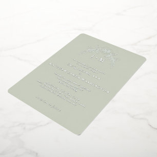Invitation En Aluminium Simplement Sage Argent Vintage