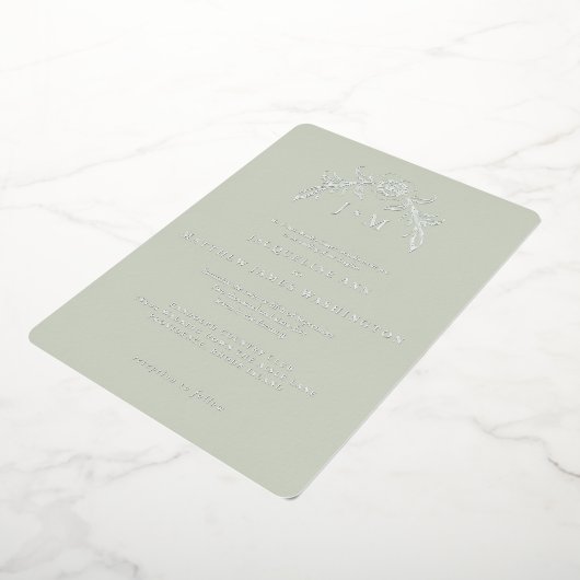 Invitation En Aluminium Simplement Sage Argent Vintage (Rotation)