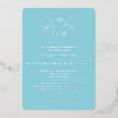 Invitation En Aluminium Simplement une élégance bleue glaciale argentée vi (Recto)