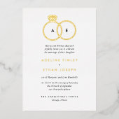 Invitation En Aluminium Simples anneaux modernes Monogramme Mariage (Recto)