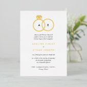 Invitation En Aluminium Simples anneaux modernes Monogramme Mariage (Debout devant)