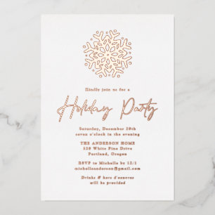 Invitation En Aluminium Simplicité Rose Gold Snowflake Fête de vacances