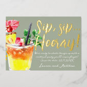 Invitation En Aluminium Sip, Sip Hooray ! Cocktail amusant Enregistrer la  (Recto)