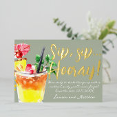 Invitation En Aluminium Sip, Sip Hooray ! Cocktail amusant Enregistrer la  (Debout devant)