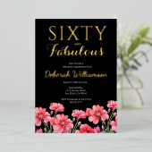 Invitation En Aluminium Sixty and Fabulous Black Pink 60th Birthday  (Debout devant)