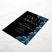Invitation En Aluminium Sixty and Fabulous Blue Floral Birthday Party (Rotation)