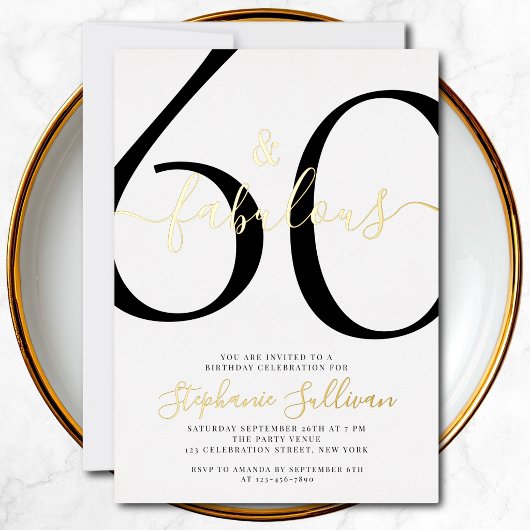Invitation En Aluminium Sixty and Fabulous Script 60th Birthday Party