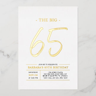 Invitation En Aluminium Sixty five | Modern Gold 65th Birthday Party