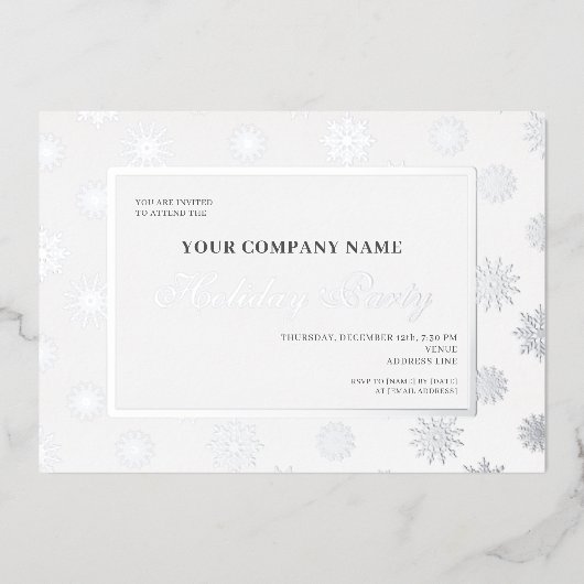 Invitation En Aluminium Snowflake Entreprise Bureau de Noël Fête Fête (Recto)