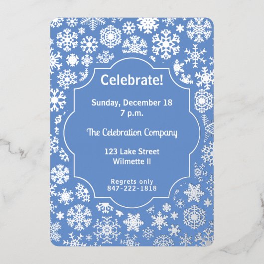 Invitation En Aluminium Snowflake Fête (Recto)
