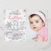 Invitation En Aluminium Snowflake Hiver 1er anniversaire Photo Real (Recto)