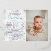 Invitation En Aluminium Snowflake Hiver 1er anniversaire Photo Real (Recto)