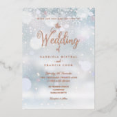 Invitation En Aluminium Snowflakes d'hiver Élégant Mariage Script (Recto)