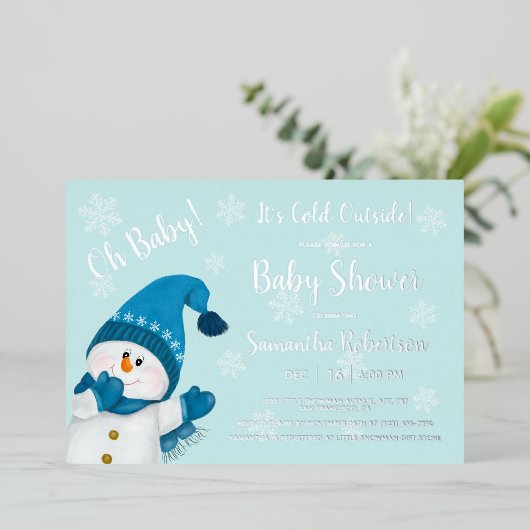 Invitation En Aluminium Snowman Baby It's Cold Outside Photo Baby shower (Debout devant)