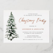 Invitation En Aluminium Snowy Christmas Tree Festive Noël Party Gold (Recto)