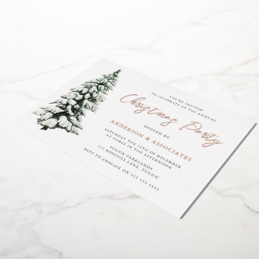 Invitation En Aluminium Snowy Christmas Tree Festive Noël Party Gold (Rotation)