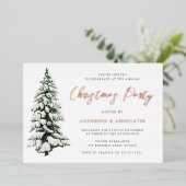Invitation En Aluminium Snowy Christmas Tree Festive Noël Party Gold (Debout devant)