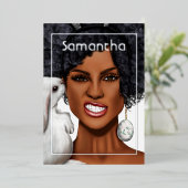 Invitation En Aluminium Soeur Bunny Afro fête d'anniversaire (Debout devant)