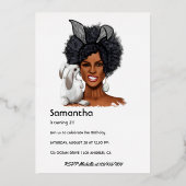 Invitation En Aluminium Soeur Bunny Afro fête d'anniversaire (Verso)