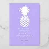 Invitation En Aluminium Soft Lilac & Silver Tropical Pineapple Wedding (Recto)