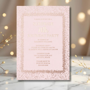 Invitation En Aluminium Soft Rose Floral 70e Anniversaire Surprise Personn