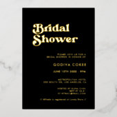 Invitation En Aluminium Soignée rétro noir & or Bride (Recto)