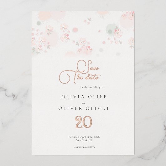 Invitation En Aluminium Soin Thé Roses Mariage Enregistrer La Date (Recto)