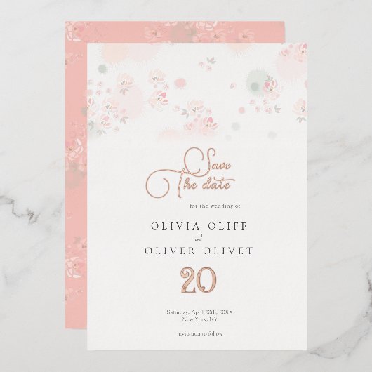 Invitation En Aluminium Soin Thé Roses Mariage Enregistrer La Date (Recto/Verso)