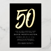 Invitation En Aluminium Soirée 50e anniversaire en or gras (Recto)
