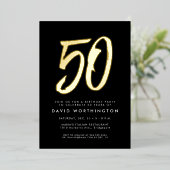 Invitation En Aluminium Soirée 50e anniversaire en or gras (Debout devant)