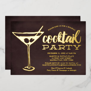 Invitation En Aluminium Soirée Chic Martini du Nouvel An